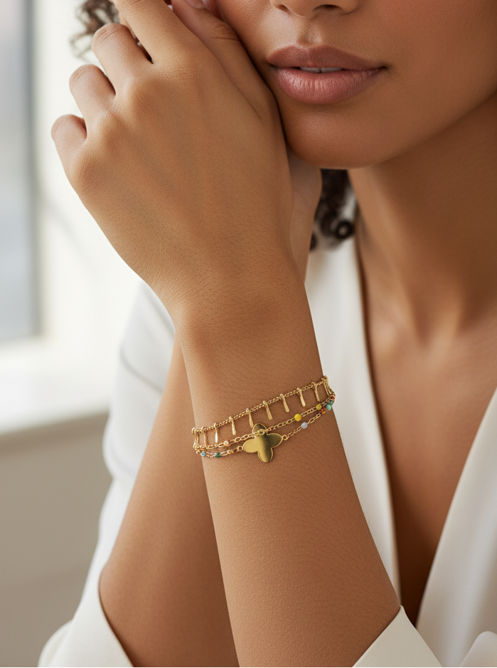 Biarritz — Bracelet 3 Rangs Multicolore