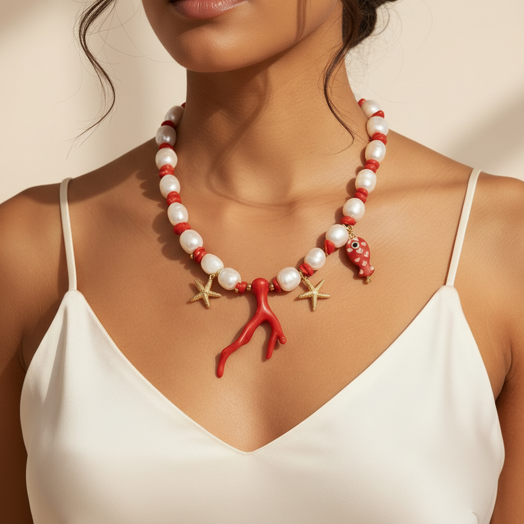 Papeete – Collier Perles & Breloques Marines