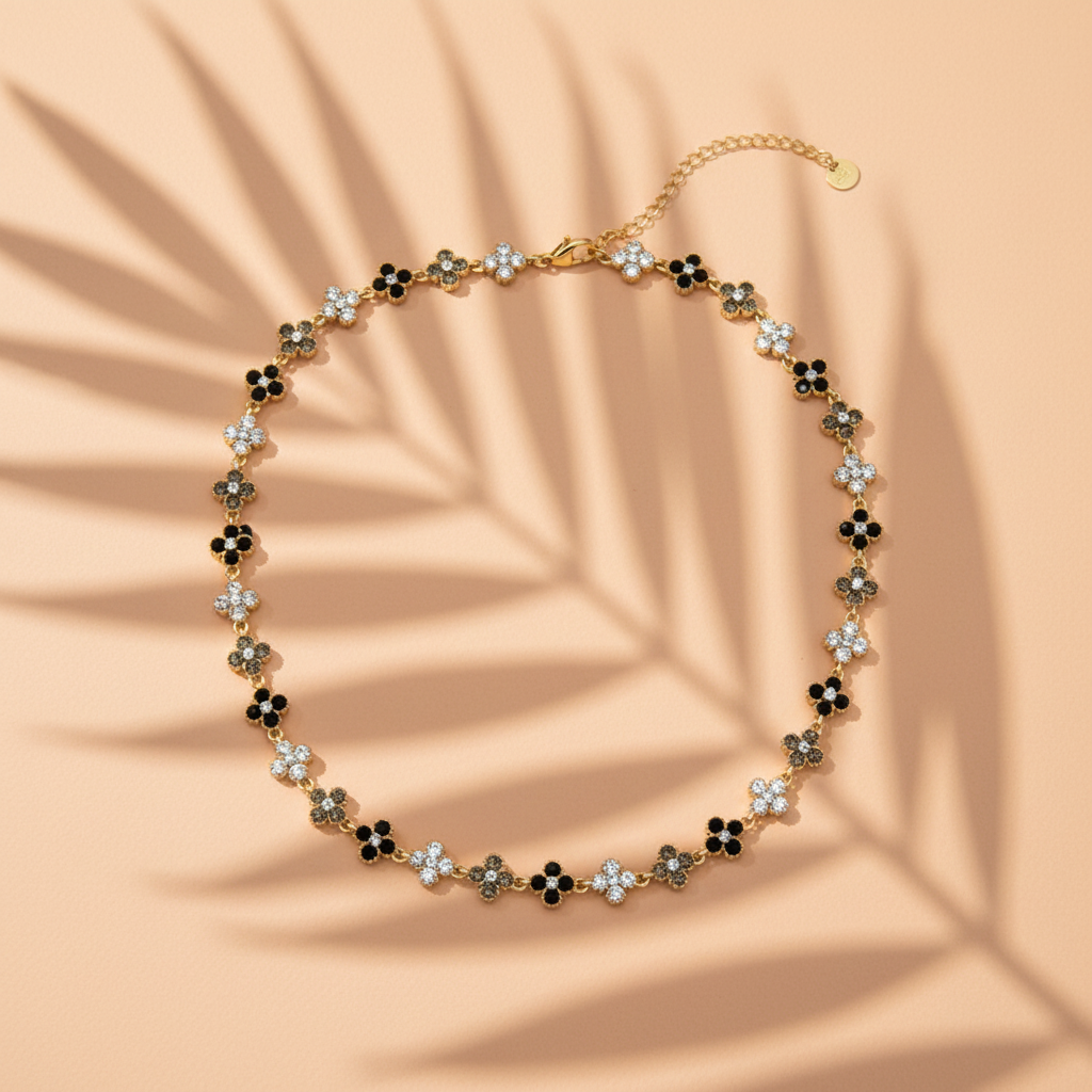 Essaouira- collier trèfle en zircon