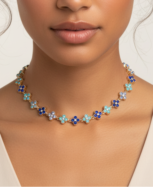 Essaouira- collier trèfle en zircon