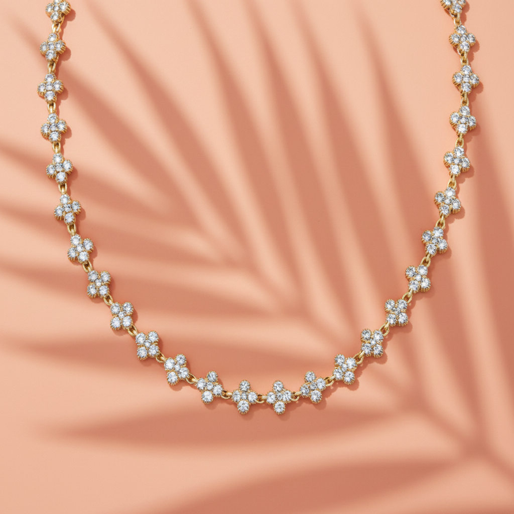 Essaouira- collier trèfle en zircon