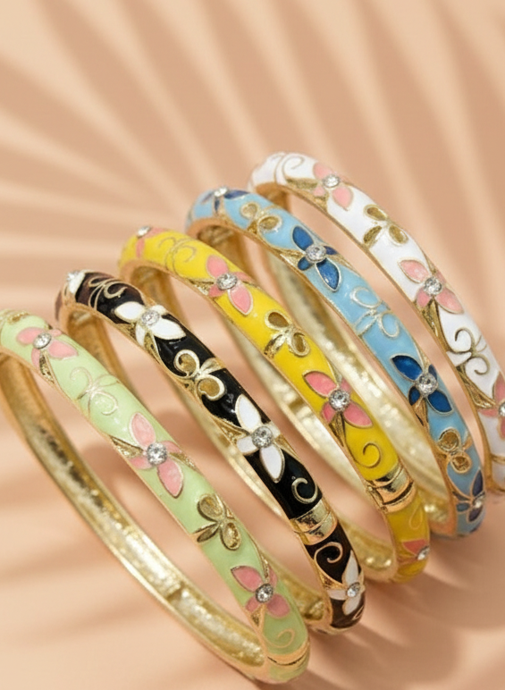 Phuket - Lot de 5 bracelets jonc (1 de chaque couleur)