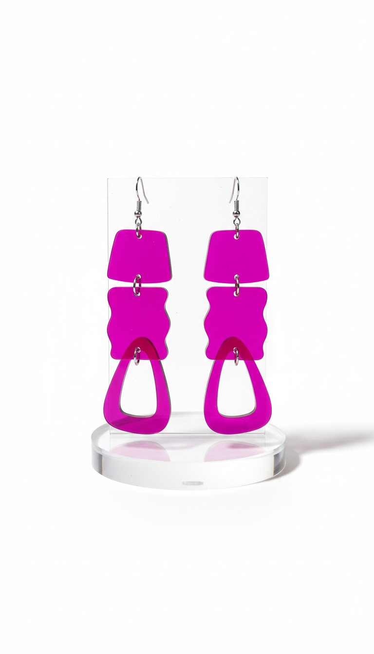 Boucles d’oreilles acrylique flash magenta